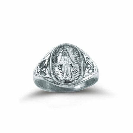 Sterling Silver Miraculous Medal Ring Size 10