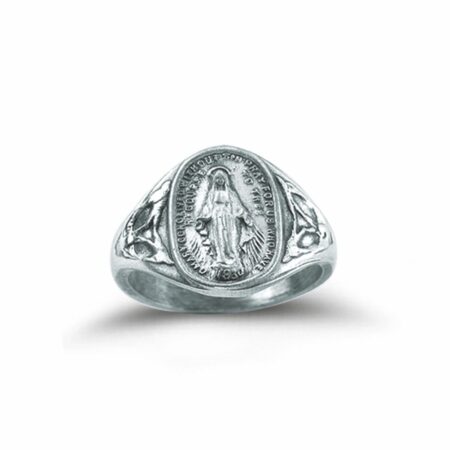 Sterling Silver Miraculous Medal Ring Size 5