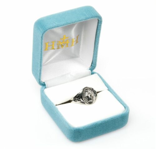 Sterling Silver Miraculous Medal Ring Size 5 - Image 2