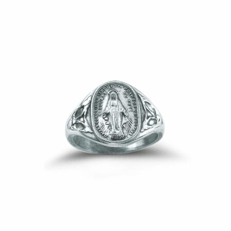 Sterling Silver Miraculous Medal Ring Size 9