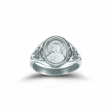 Sterling Silver Sacred Heart Scapular Ring with Our Lady of Mount Carmel Inside Size 5