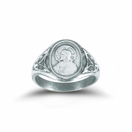 Sterling Silver Sacred Heart Scapular Ring with Our Lady of Mount Carmel Inside Size 6