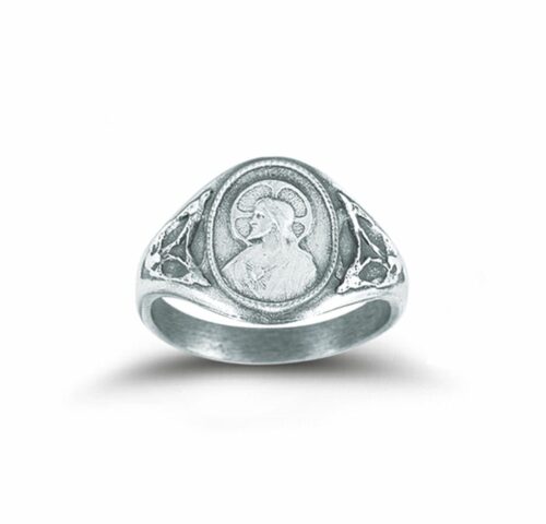 Sterling Silver Sacred Heart Scapular Ring with Our Lady of Mount Carmel Inside Size 6