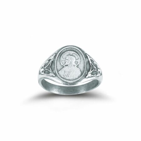 Sterling Silver Sacred Heart Scapular Ring with Our Lady of Mount Carmel Inside Size 8