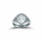 Sterling Silver Sacred Heart Scapular Ring with Our Lady of Mount Carmel Inside Size 8