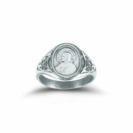 Sterling Silver Sacred Heart Scapular Ring with Our Lady of Mount Carmel Inside Size 8
