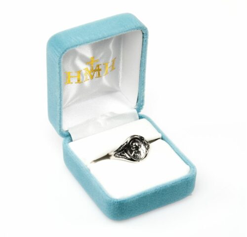 Sterling Silver Sacred Heart Scapular Ring with Our Lady of Mount Carmel Inside Size 8 - Image 2