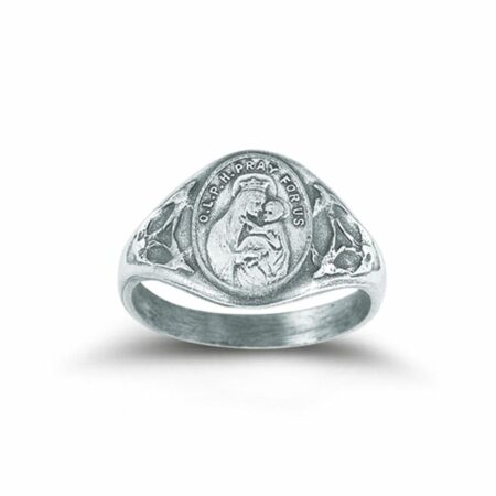 Sterling Silver Our Lady of Mount Carmel Ring with Sacred Heart Inside Size 6