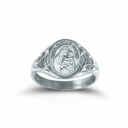 Sterling Silver Our Lady of Mount Carmel Ring with Sacred Heart Inside Size 7