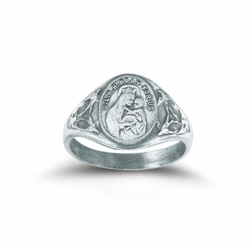 Sterling Silver Our Lady of Mount Carmel Ring with Sacred Heart Inside Size 8