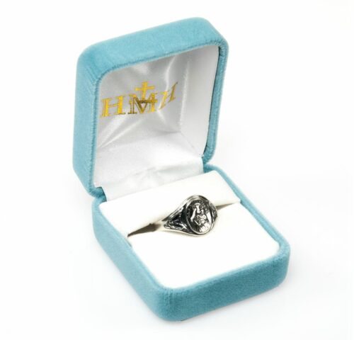 Sterling Silver Our Lady of Mount Carmel Ring with Sacred Heart Inside Size 9 - Image 2