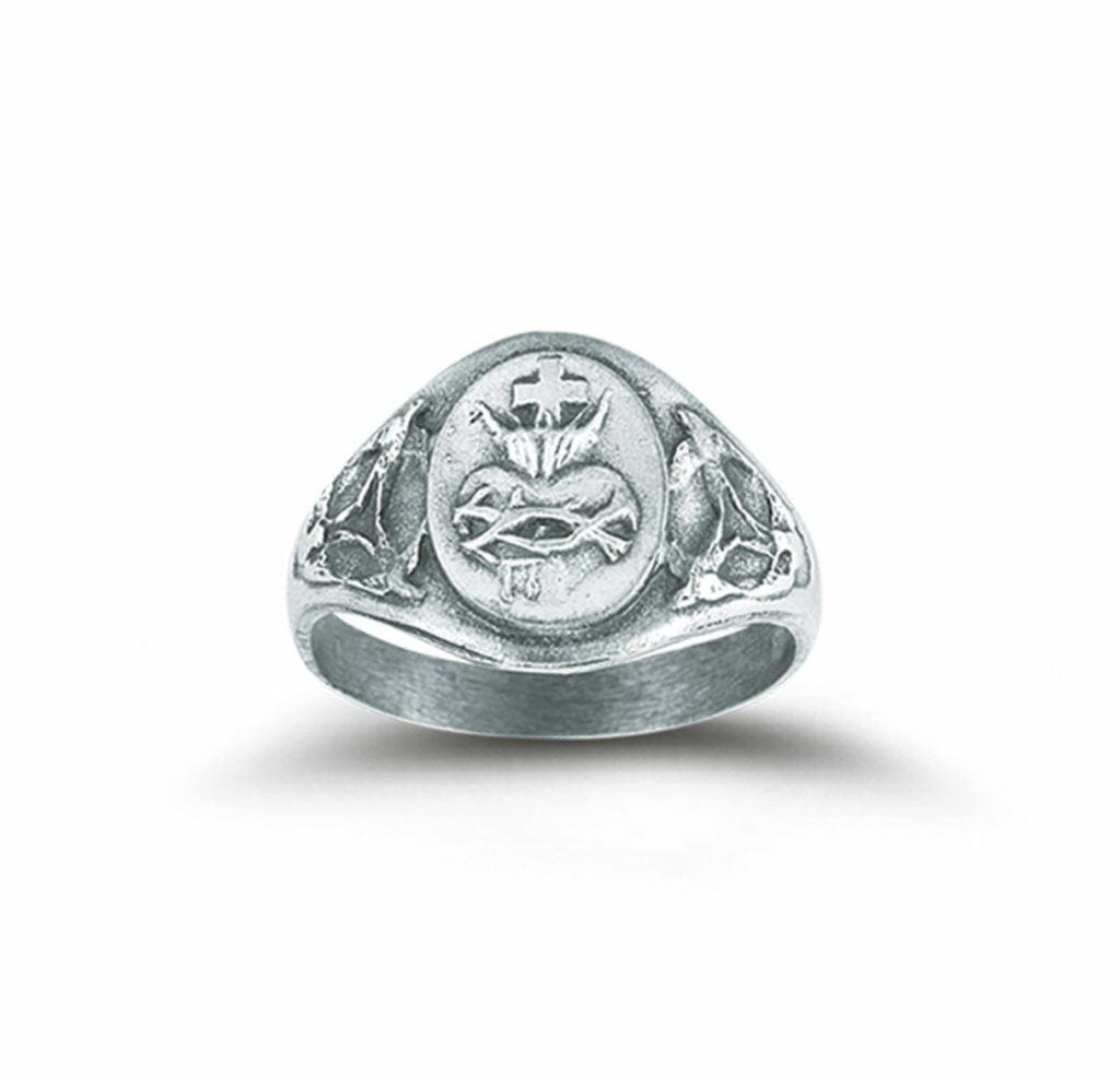 Sterling Silver Sacred Heart of Jesus Ring Size 9 - Buy Religious 