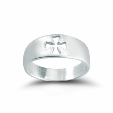 Sterling Silver Pierced Cross "Faith" Ring Size 10