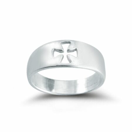 Sterling Silver Pierced Cross "Faith" Ring Size 6