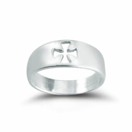 Sterling Silver Pierced Cross "Faith" Ring Size 7