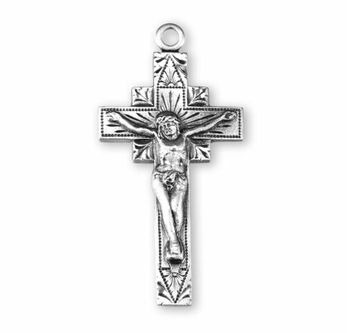 Square Sunburst Sterling Silver Crucifix - Image 2