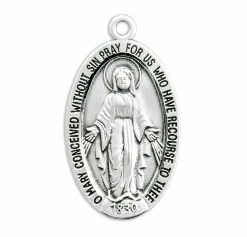 Sterling Silver Oval Miraculous Medal - Image 2