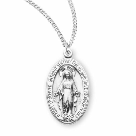 Sterling Silver Oval Miraculous Medal
