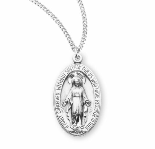 Sterling Silver Oval Miraculous Medal