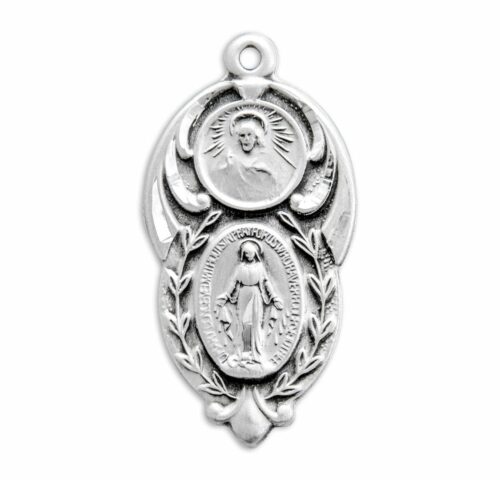 Sterling Silver Miraculous Medal Scapular Combination - Image 2
