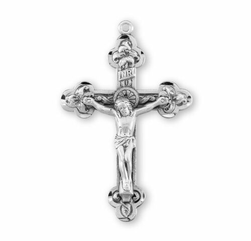 Reliefed Leaf Sterling Silver Crucifix - Image 2