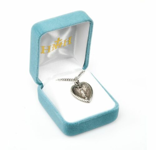 Sterling Silver Heart Shape Miraculous Medal - Image 4