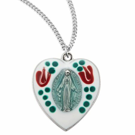 Sterling Silver Enameled Miraculous Medal