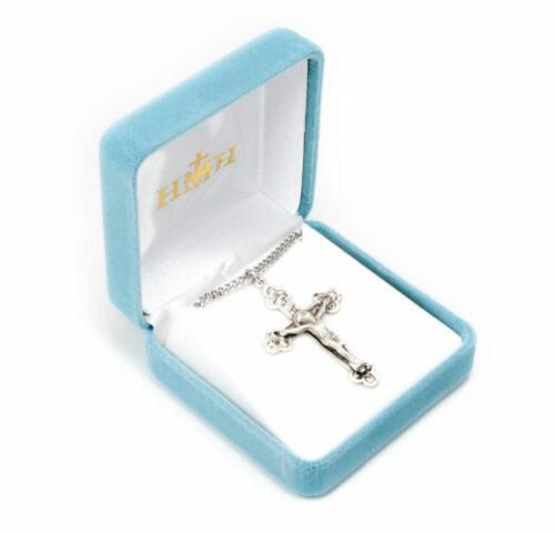 Reliefed Leaf Sterling Silver Crucifix - Image 3