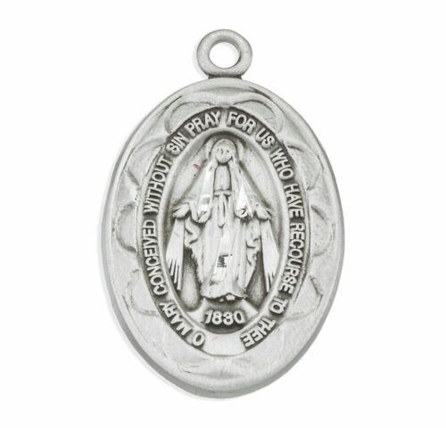 Sterling Silver Oval Miraculous Medal - Image 2