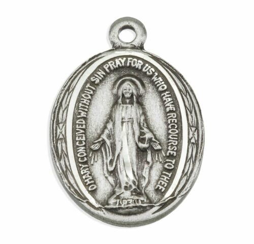 Sterling Silver Oval Miraculous Medal - Image 2