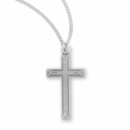 Sterling Silver Engraved Cross in Cross