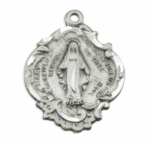 Sterling Silver Fancy Baroque Style Miraculous Medal - Image 2