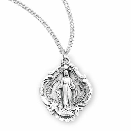 Sterling Silver Fancy Baroque Style Miraculous Medal