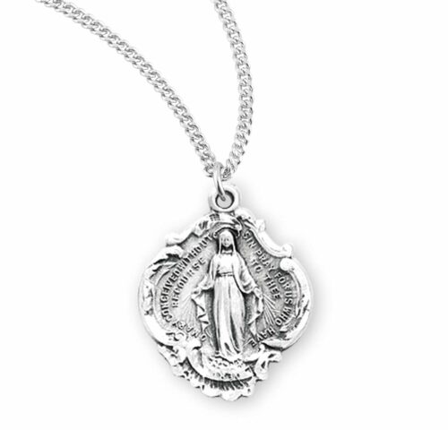 Sterling Silver Fancy Baroque Style Miraculous Medal