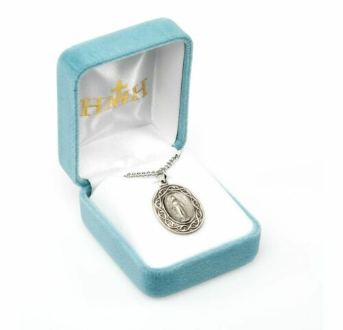 Miraculous Medal Oval Sterling Silver "Crown of Thorns" Medal - Image 4