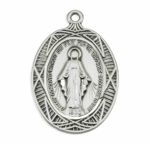 Sterling Silver Oval Miraculous Medal - Image 2