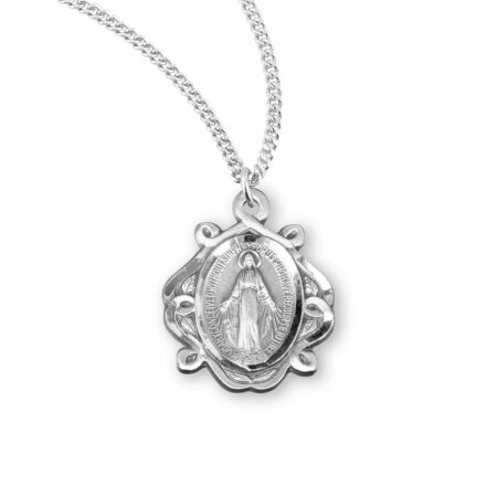 Sterling Silver Miraculous Medal Celtic Knot