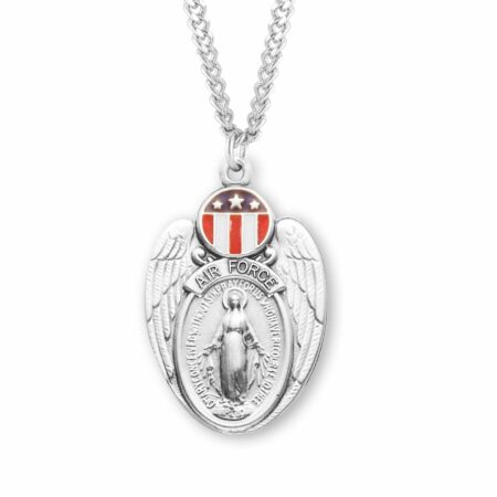 Air Force Sterling Silver Enameled Miraculous Medal