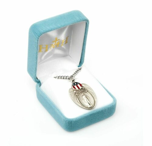 Marines Sterling Silver Enameled Miraculous Medal - Image 3