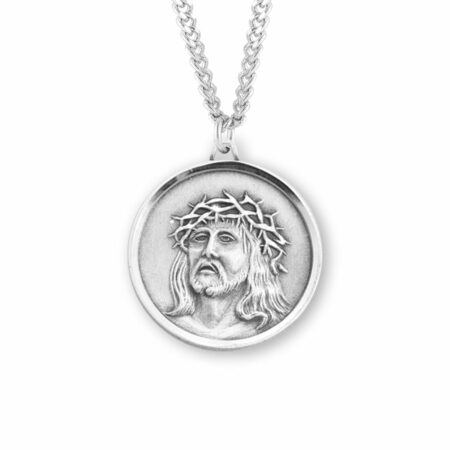 Sterling Silver Christ in Agony Round Medal