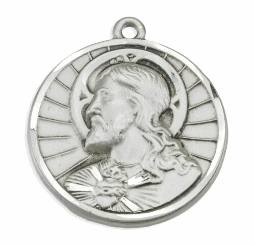 Sterling Silver Scapular Sacred Heart of Jesus Medal - Image 2