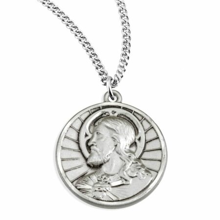 Sterling Silver Scapular Sacred Heart of Jesus Medal