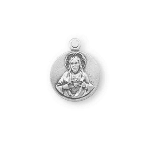 Sterling Silver Scapular Sacred Heart of Jesus Medal - Image 2