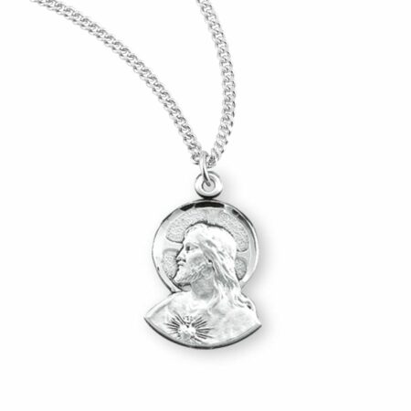 Scapular Sacred Heart of Jesus Profile Sterling Silver Medal