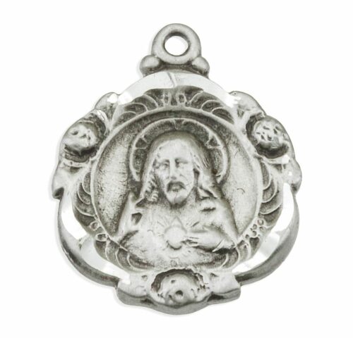 Sacred Heart of Jesus Sterling Silver Scapular Medal - Image 2