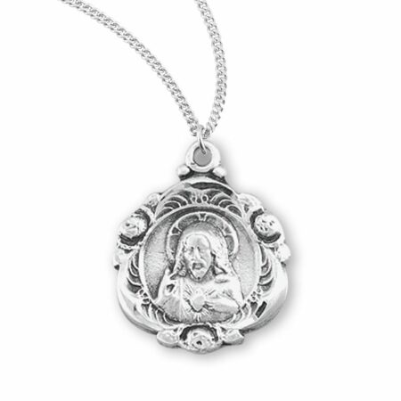 Sacred Heart of Jesus Sterling Silver Scapular Medal