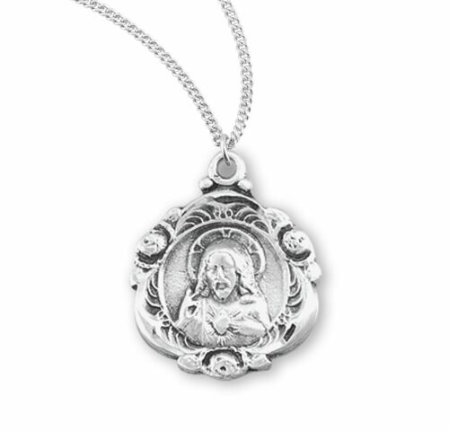 Sacred Heart of Jesus Sterling Silver Scapular Medal
