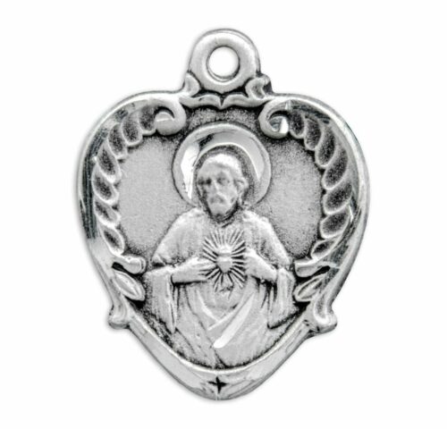 Sterling Silver Scapular Sacred Heart of Jesus Medal - Image 2