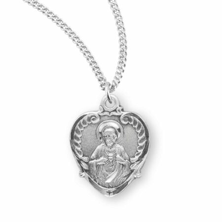 Sterling Silver Scapular Sacred Heart of Jesus Medal