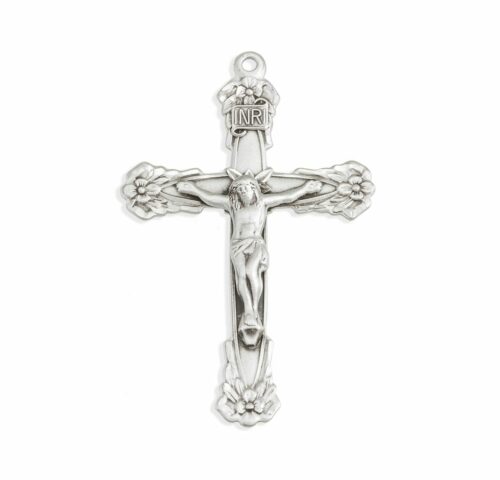 Floral Designed Sterling Silver Crucifix - Image 2